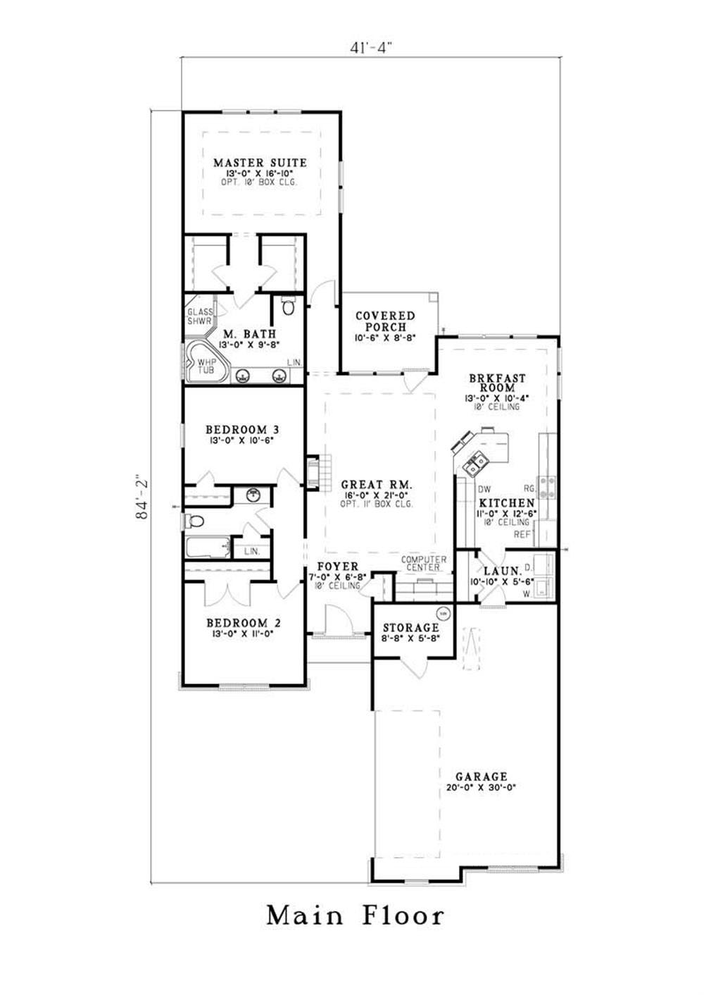 Floor Plan First Story of Craftsman Plan #153-1570